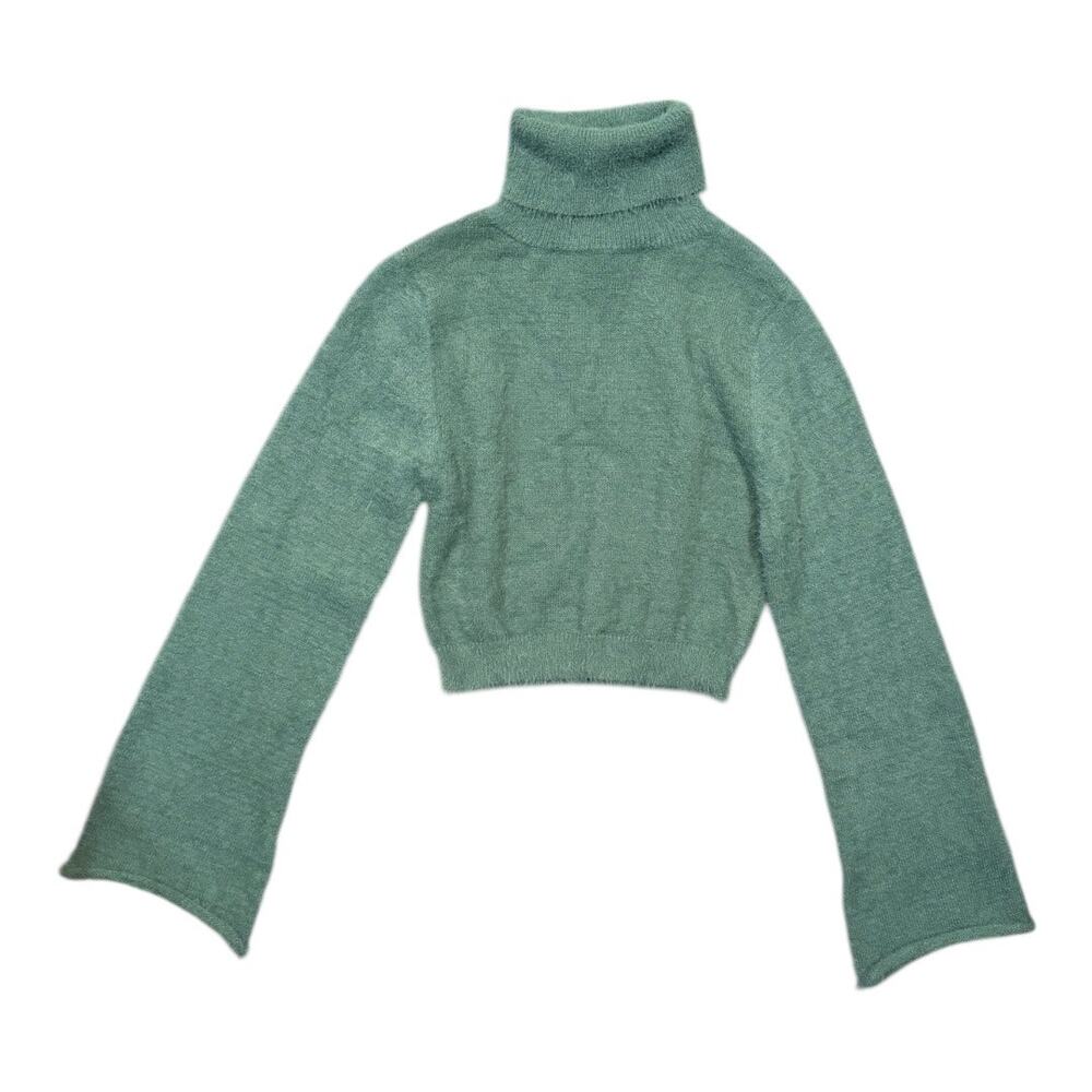 HYFVE Green Cropped Turtleneck Sweater - Size Medium - Picture 2 of 7